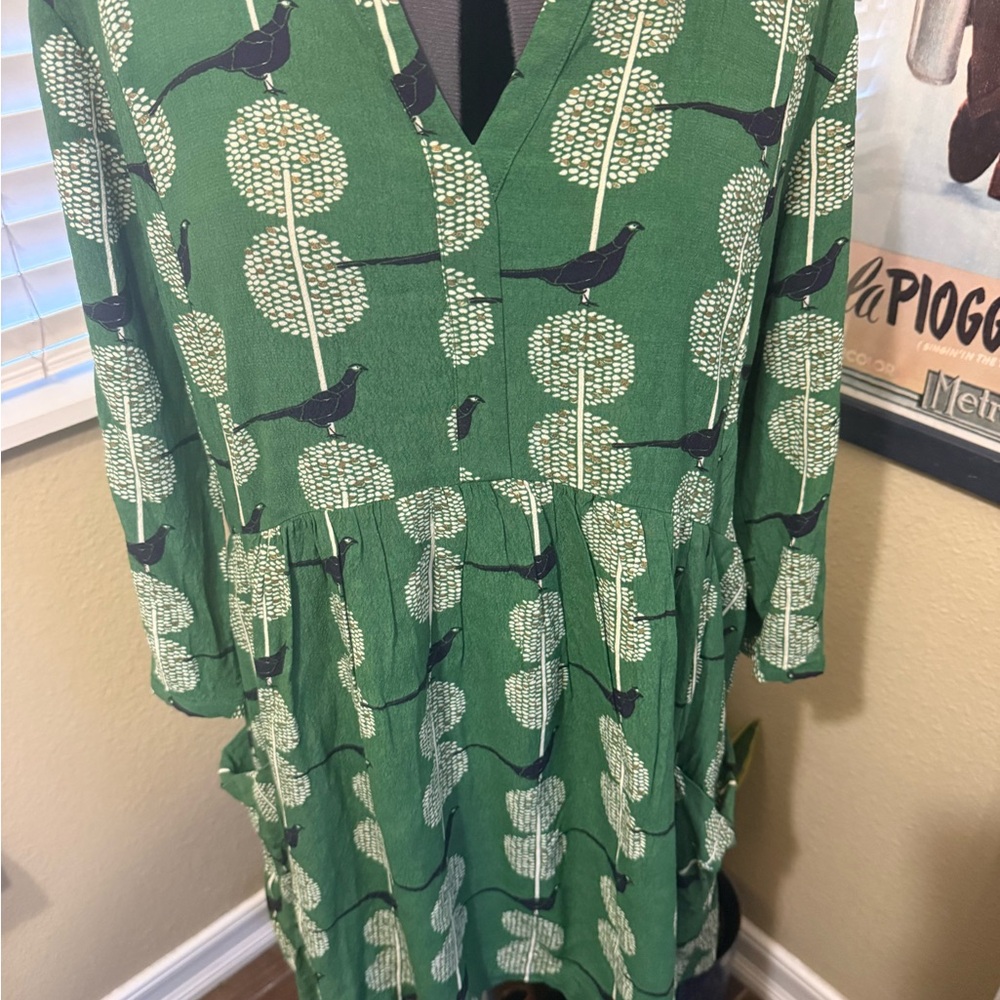Anthropologie Maeve Green & Blackbird Patterned Dress